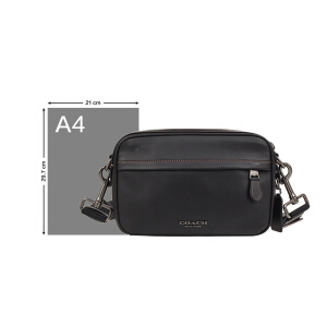 蔻驰（COACH） 奢侈品 男士中号单肩斜挎包黑色皮质 F39946 QBBK